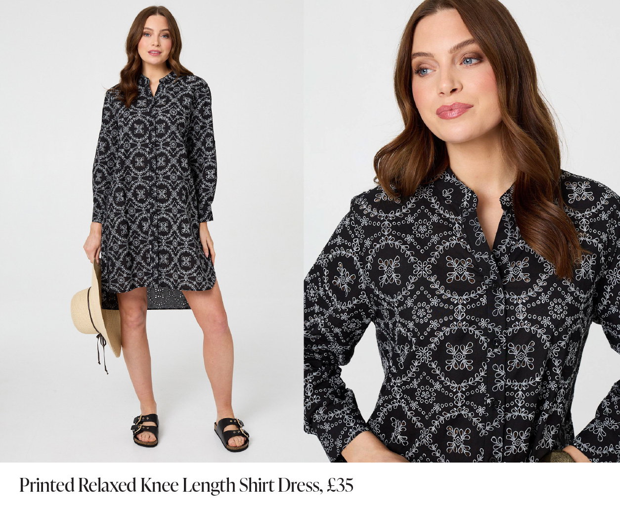 Printed Relaxed Knee Length Shirt Dress | Shop Now