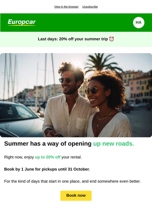 Don’t miss up to 20% off your summer trip ⏰