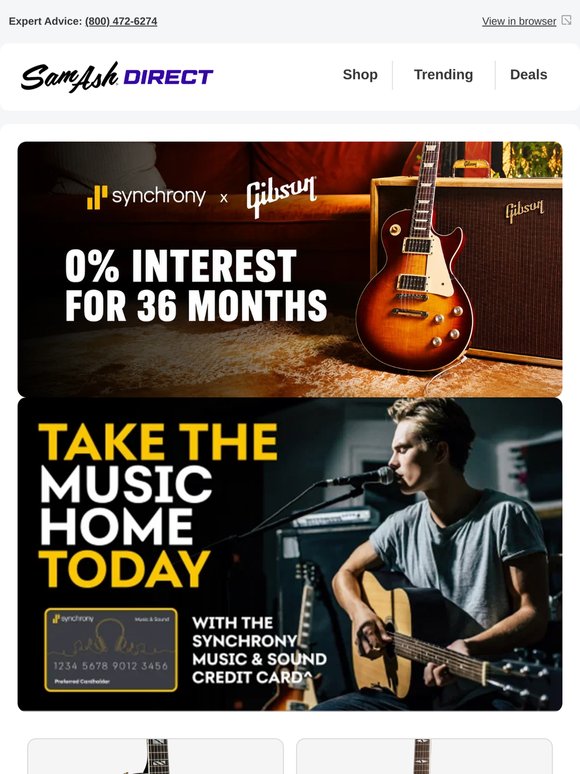 Gibson Electric Guitars — 36 Months, No Interest Financing