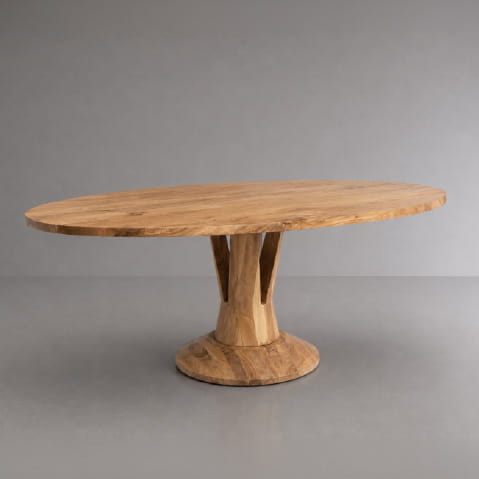 Table à manger ovale en bois d'acacia 220 cm Sauge