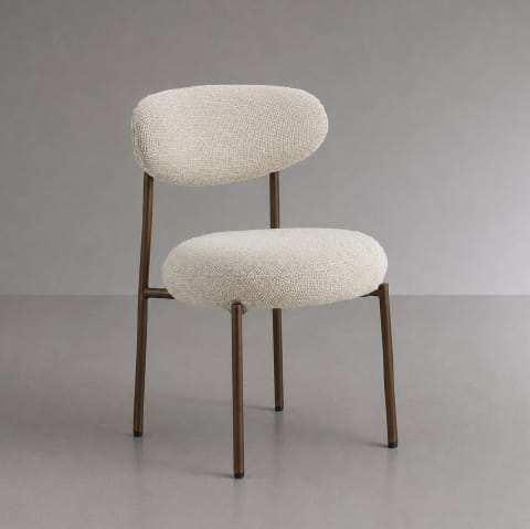 Chaise en tissu écru et pieds en métal effet bois Janis (lot de 2)