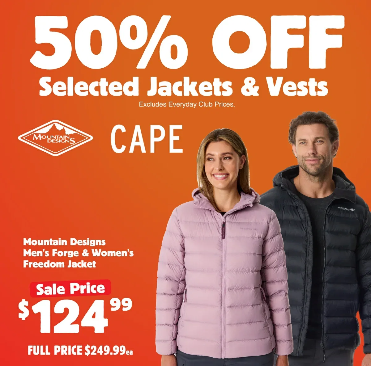 50% off Selected Jackets & Vests by Cape & Mountain Designs