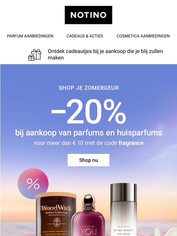 Mis de 20% korting op parfums en huisparfums niet