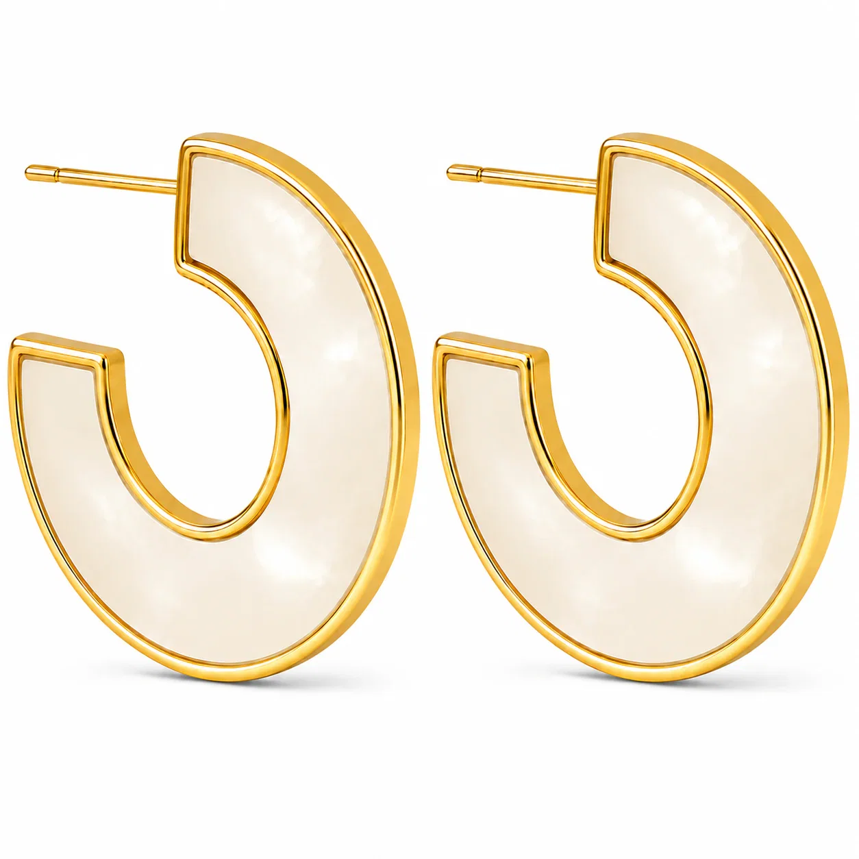 Image of Dua Mother Of Pearl Medium Hoop Earring