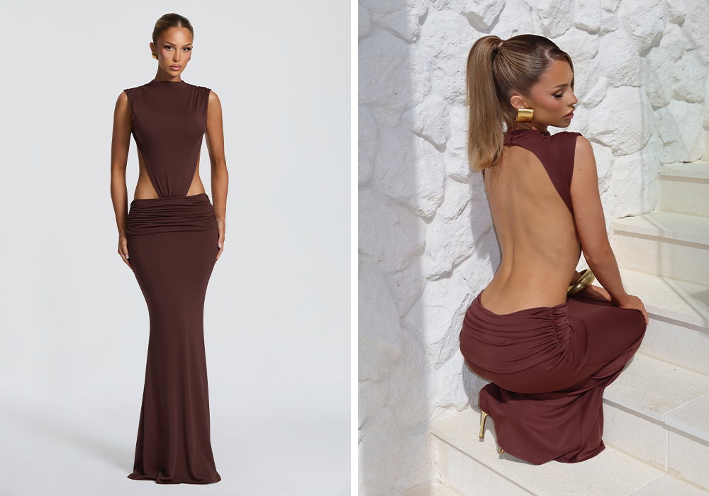 Fenella Maxi Dress - Plum Brown