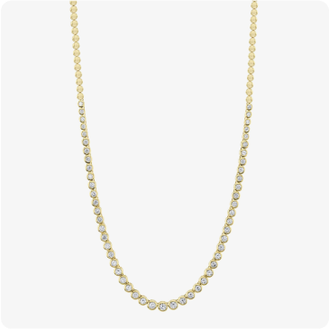 Shy Creation Diamond 3ctw. Bezel Tennis Necklace in 14k Yellow Gold
