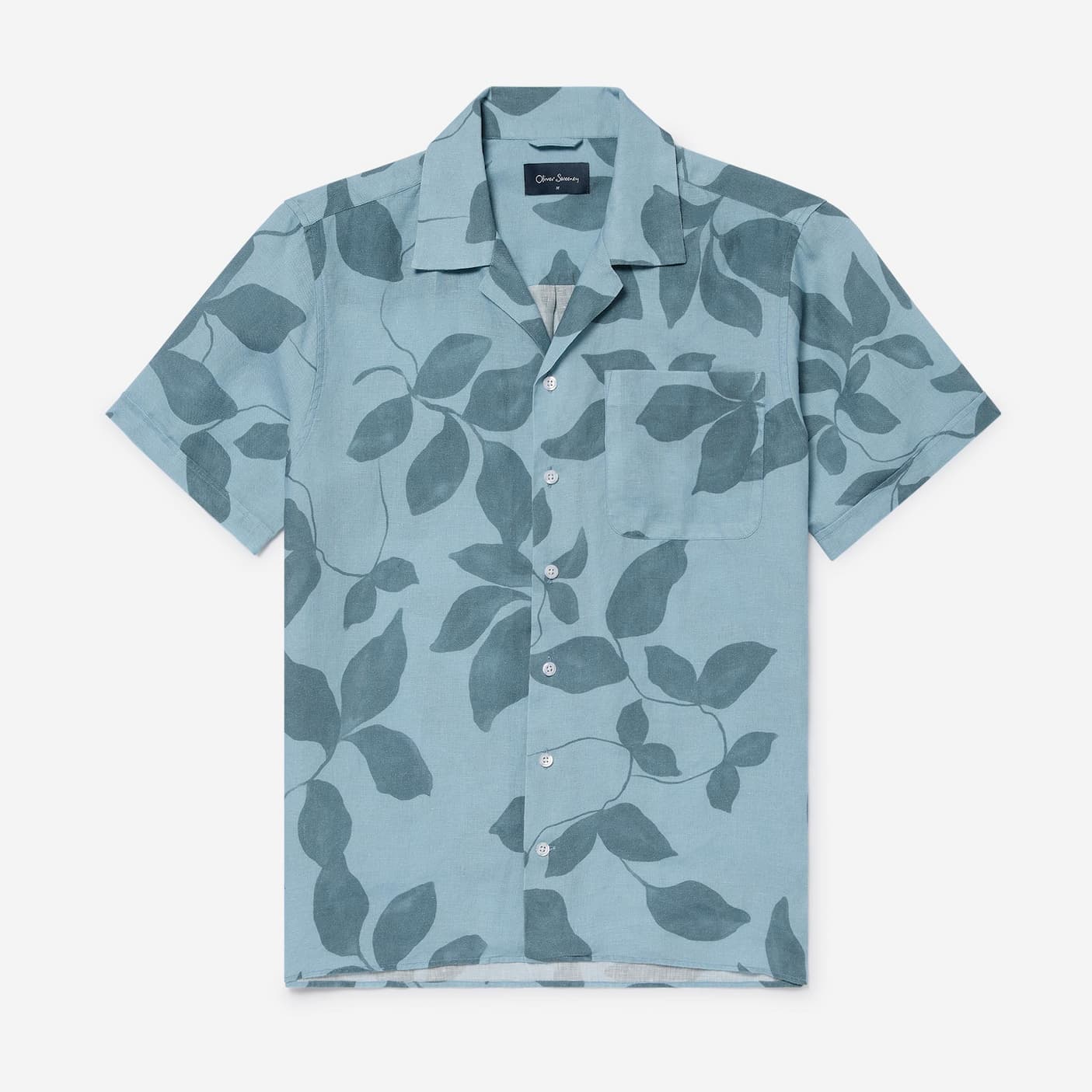 marvao blue printed linen shirt
