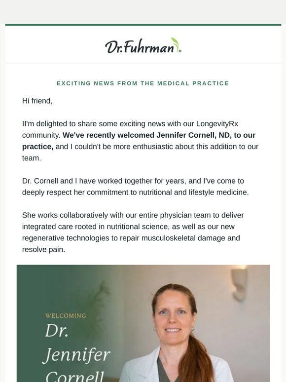 Welcoming Dr. Cornell to LongevityRx!