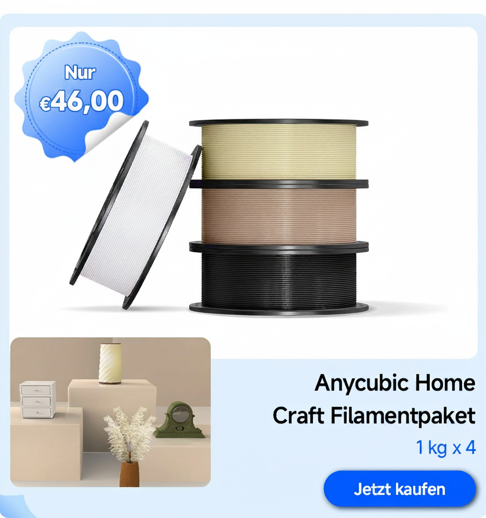 Anycubic Home Craft Filamentpaket with 4 spools of filament, priced at €46.00.