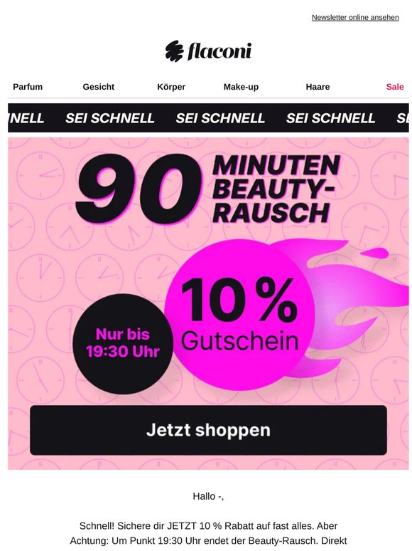 Nur bis 19:30 ⚡ 10 %-Gutschein