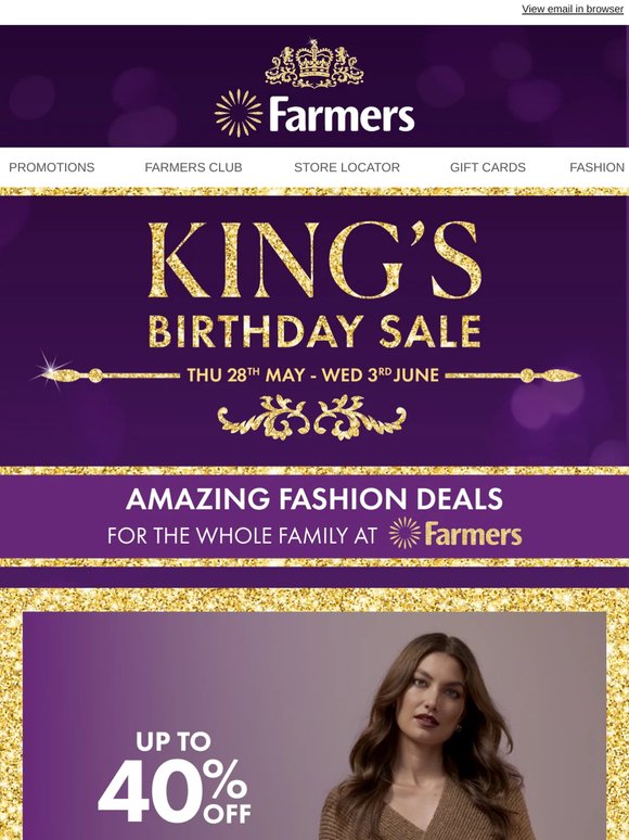 👑King's Birthday Fashion Deals On Now!