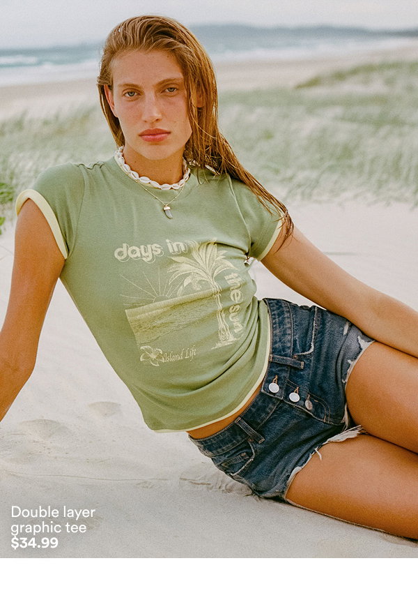 Double layer graphic tee $34.99