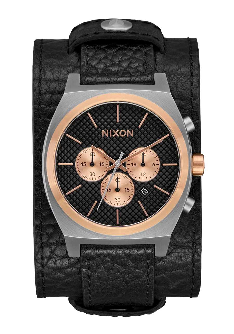 Image of Time Teller Chrono Leather - Silver / Rose Gold / Black