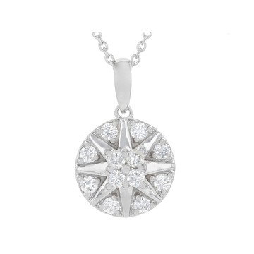 White Lab-Grown Diamond G-H VS Rhodium Over Sterling Silver Dangle Pendant With 18\" Chain 0.45ctw