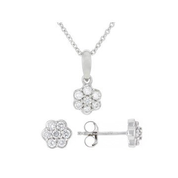 White Lab-Grown Diamond G-H VS Rhodium Over Silver Pendant With Chain and Earring Set 0.50ctw