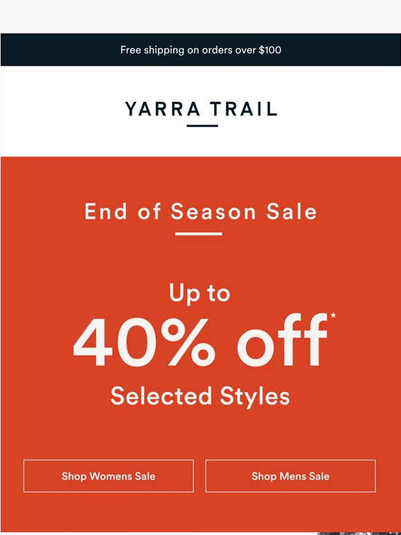 End of Season Sale Starts Now