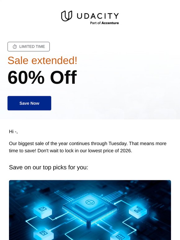 You're not late. 60% off extended!