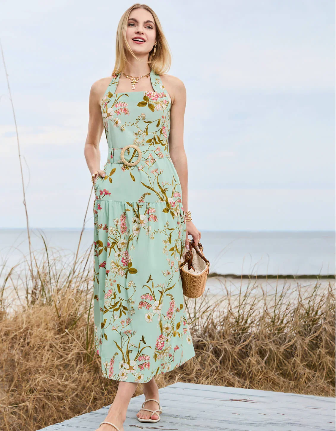 Image of Lucille Midi Dress Seawall Botanical