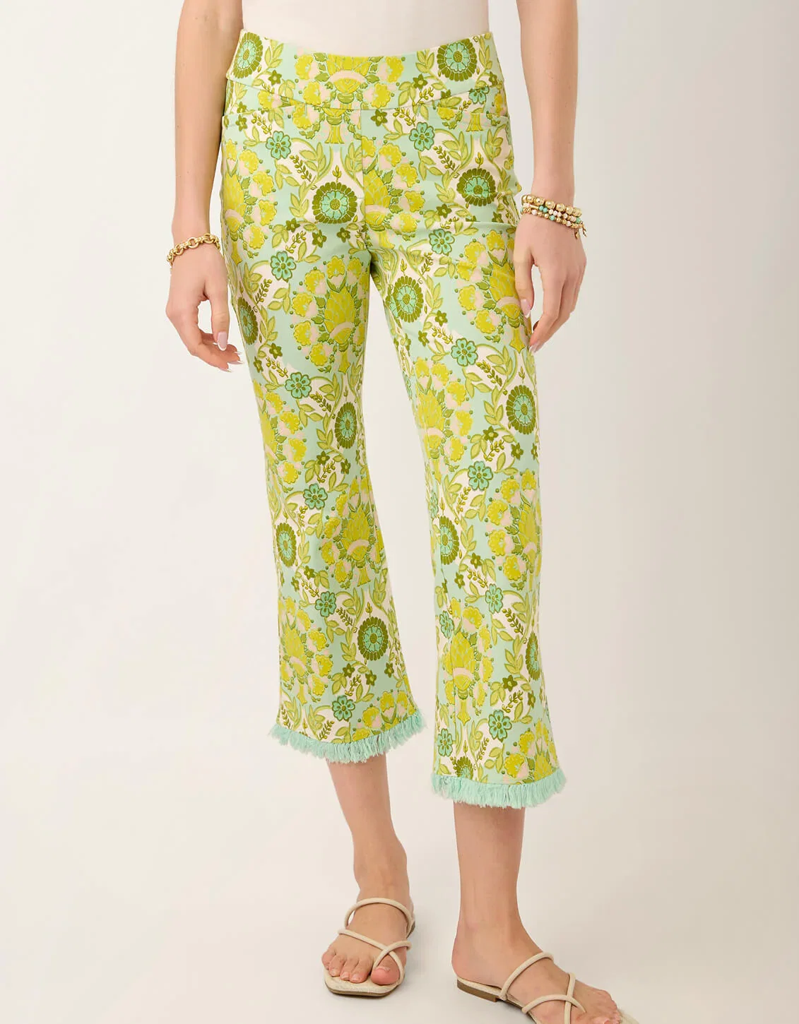 Image of Maren Fringe Pant Seawall Damask Seafoam