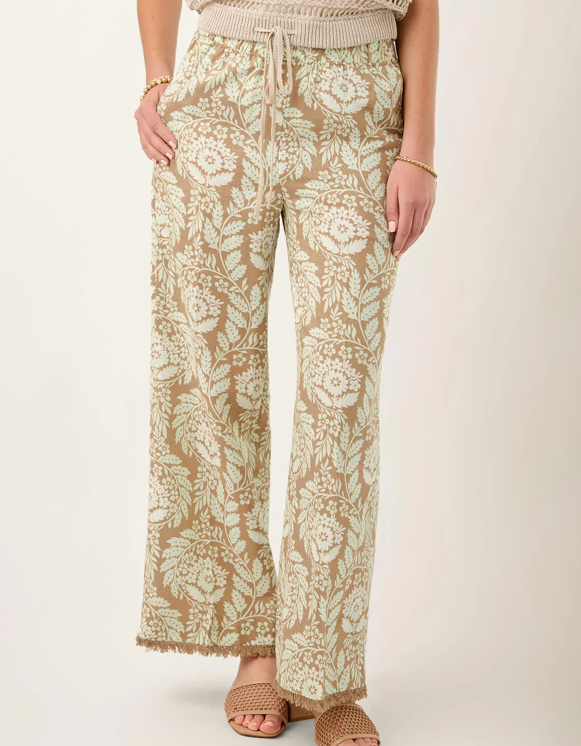 Image of Resort Fringe Palazzo Pant Seawall Scroll Fawn
