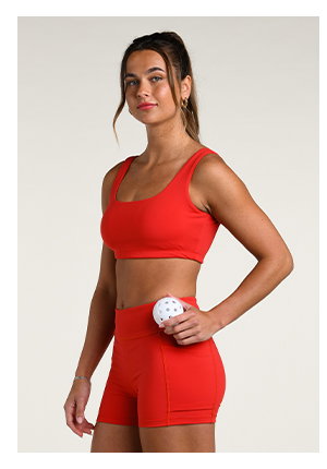 Court Coquette Solid Sports Bra - Ruby