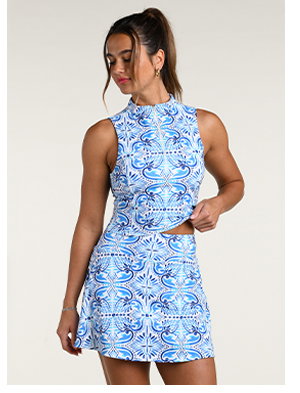 Blue Tile Sleeveless Top