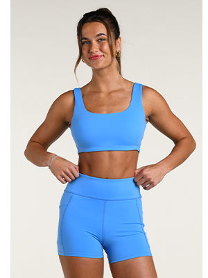 Court Coquette Solid Sports Bra - Pacific