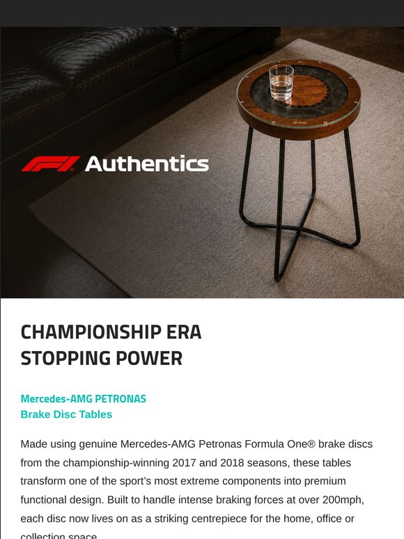 Bespoke Furniture Crafted from Mercedes F1® Brake Discs