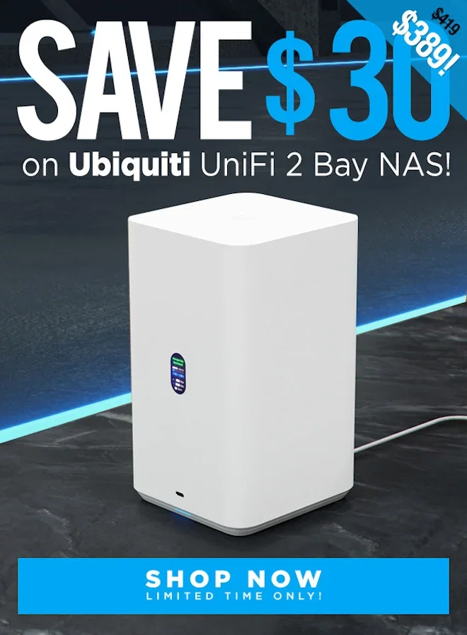 SAVE Ubiquiti UniFi 2 Bay NAS