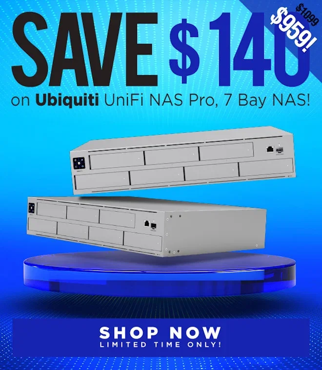 SAVE Ubiquiti UniFi NAS Pro, 7 Bay NAS
