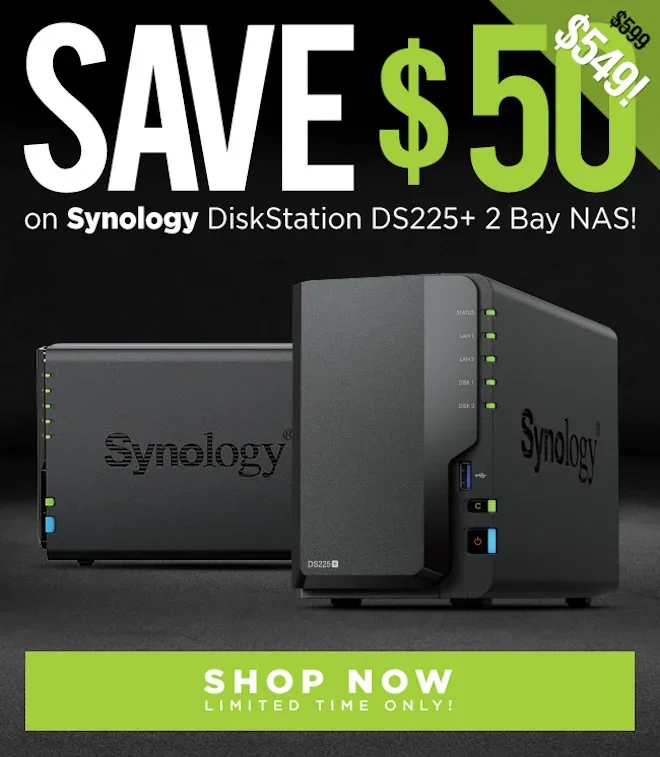 SAVE Synology DiskStation DS225+ 2 Bay NAS