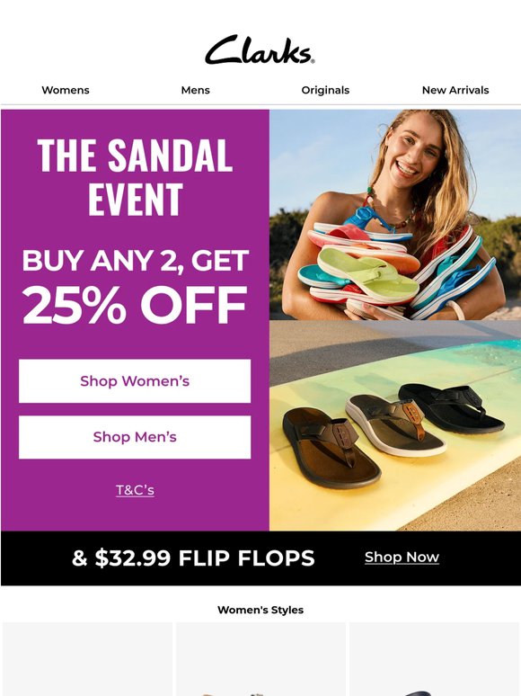 THE SANDAL EVENT IS HERE: Buy Any 2 Sandals, Get 25% Off!