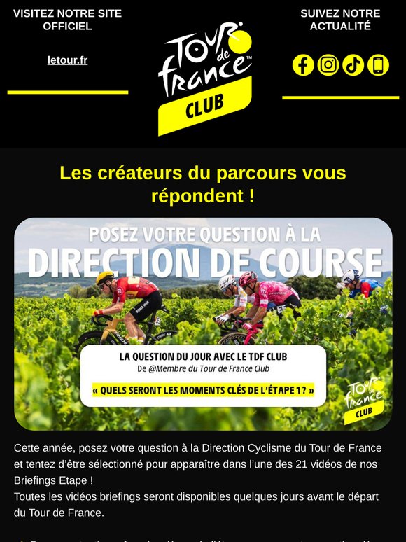 Posez vos questions à la direction de Course du Tour de France