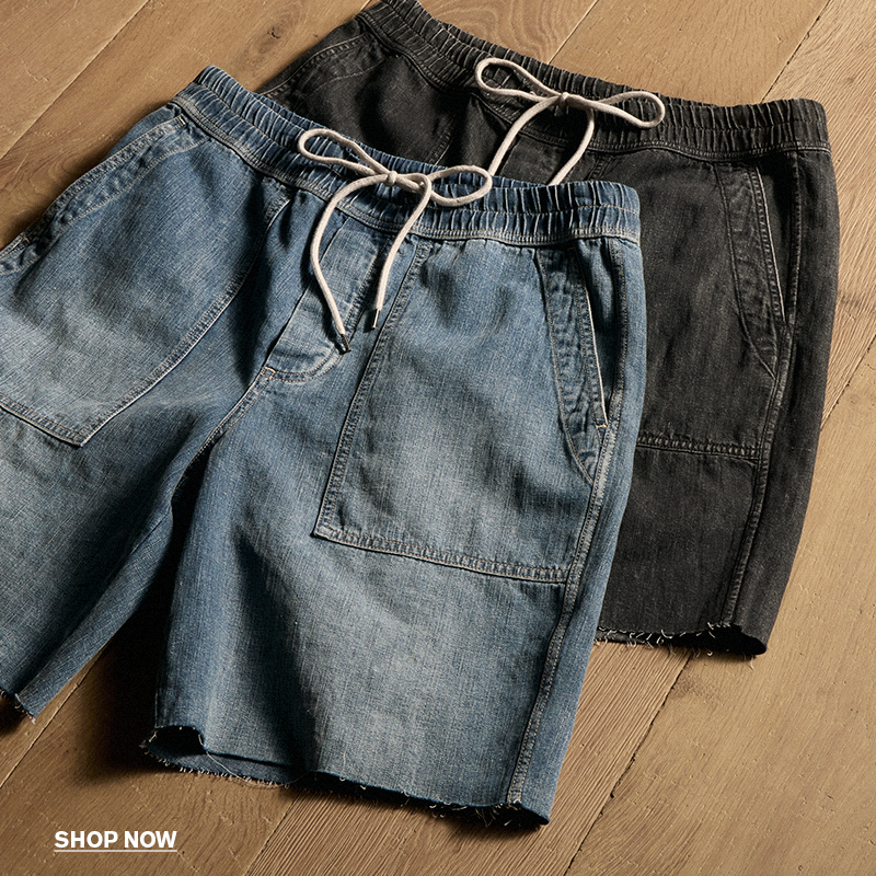 MEN'S LINEN DENIM DRAWSTRING SHORT