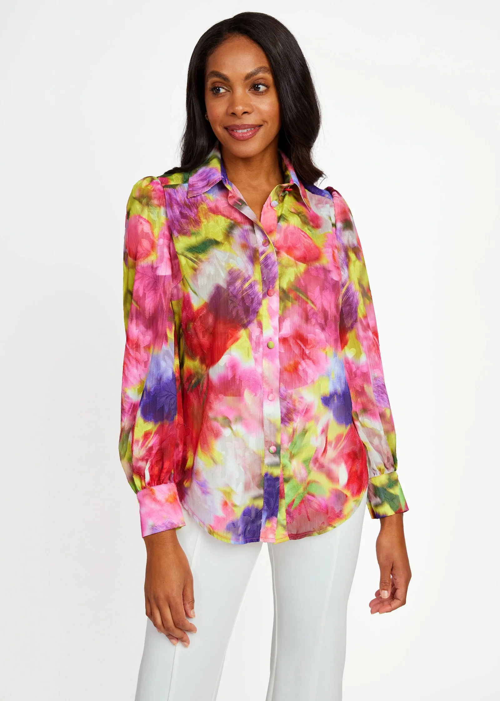 Image of Ellen Blouse Art Bloom Chiffon