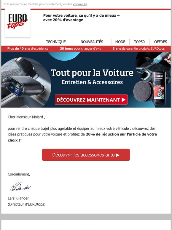 20% d’avantage sur des accessoires auto malins