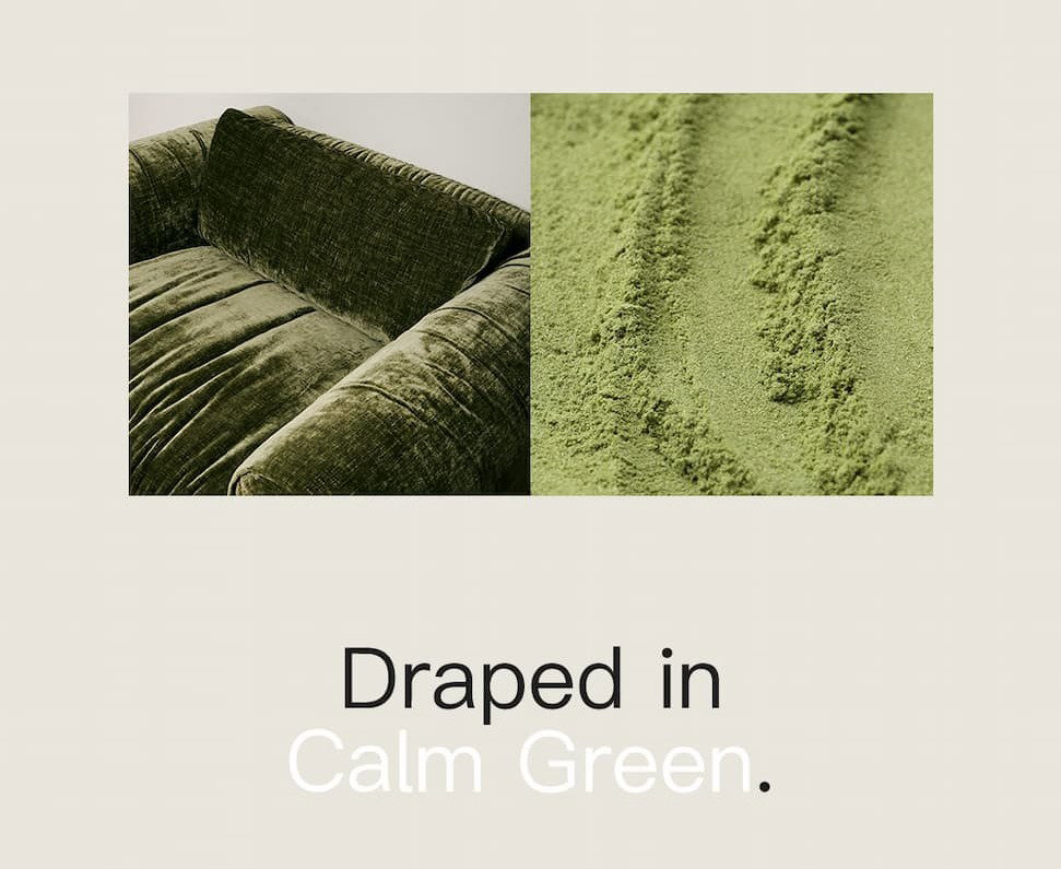 Draped in Calm Green.