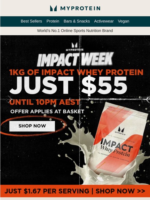 1kg Impact Whey Protein 🔥 Now $55 (limited time)