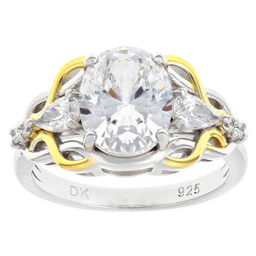 White Cubic Zirconia Rhodium And 18K Yellow Gold Over Sterling Silver Ring 5.13ctw