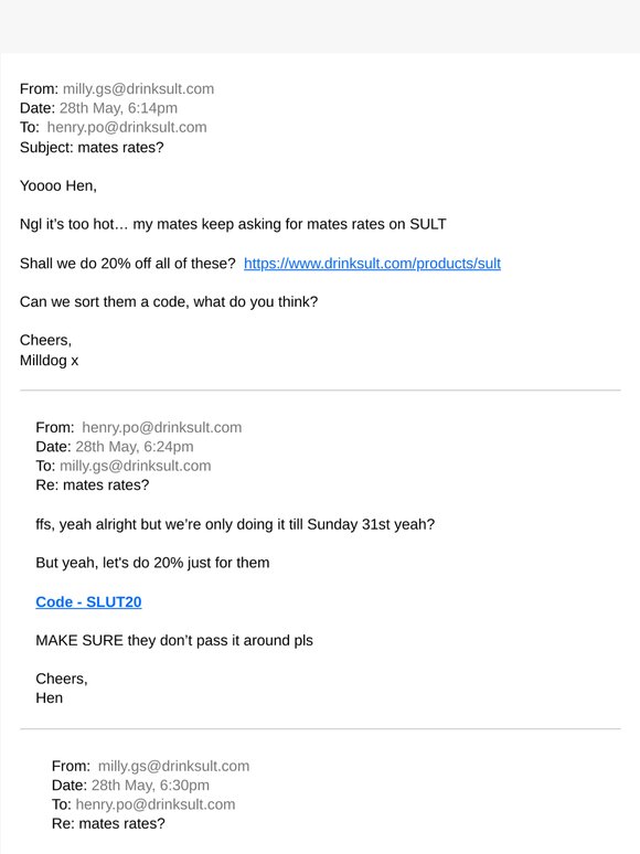 Re: mates rates?