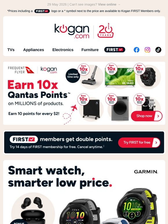 Garmin Forerunner 265S Smart Watch NOW $559 + bonus Kogan Earbuds!