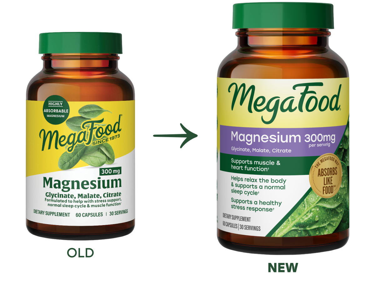 MegaFood's Old Packaging --> New Packaging