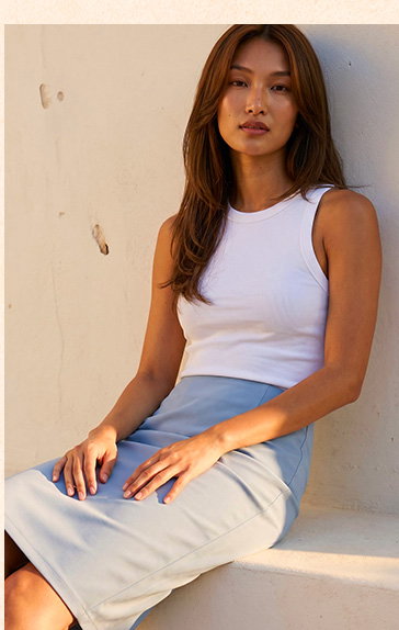 Grey Bengaline Pencil Skirt