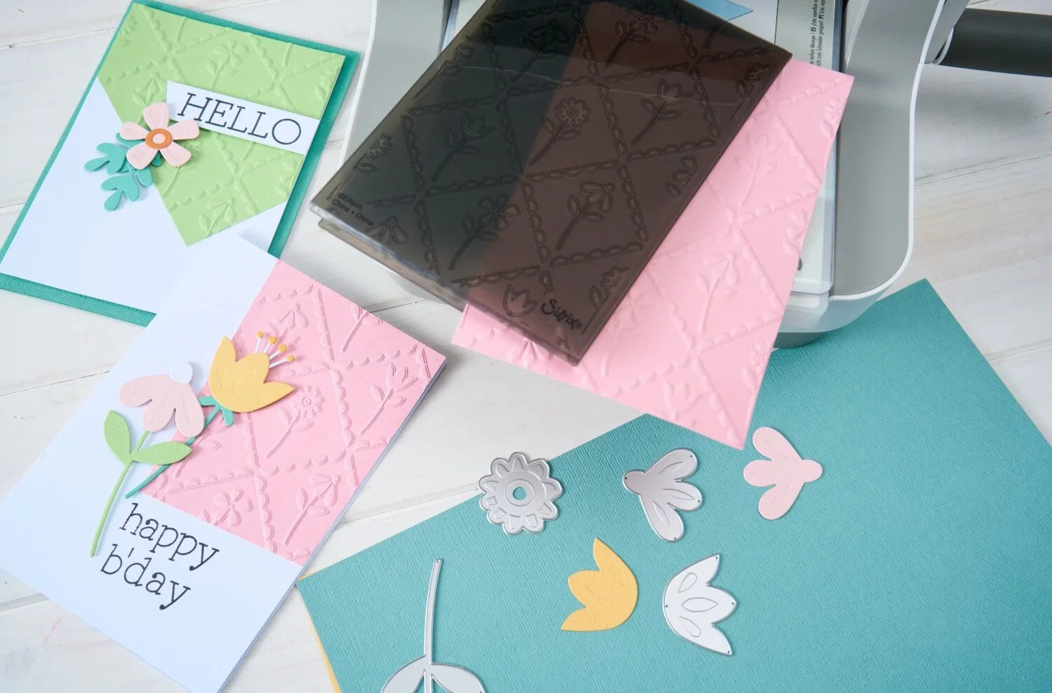 Karten gestaltet mit Embossing Folder Framed Florals