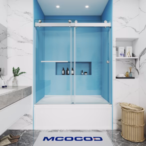 Soft-Closing Double Sliding Bathtub Shower Door with One Finger Pull - DS13H