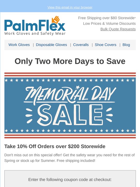 Last Two Days - Take 10% off Orders over $200