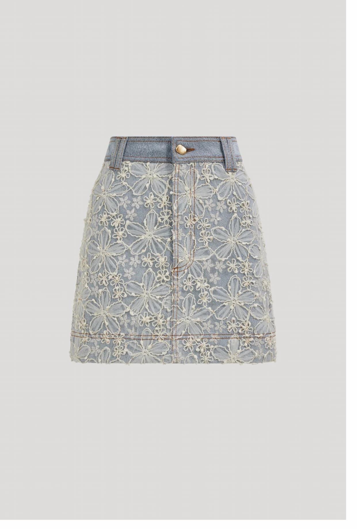 Bloom Lace Denim Skirt