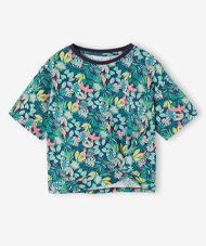 ropical short-sleeved T-shirt with knot
