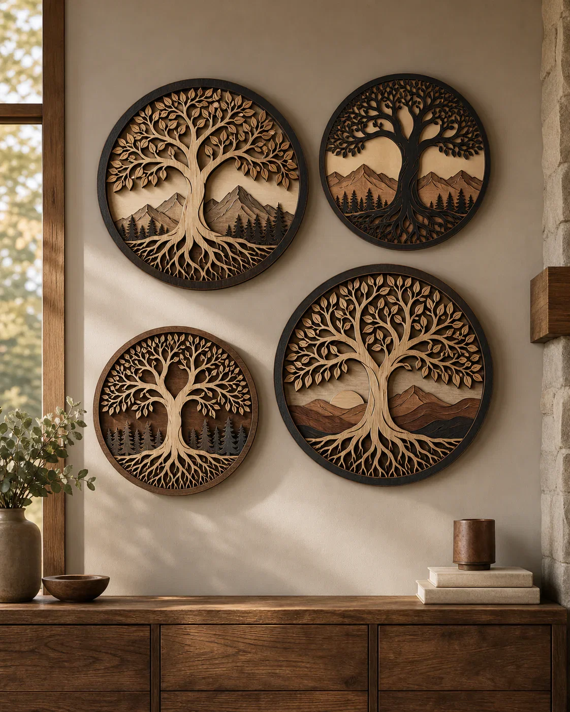 Tree of life layered wall art