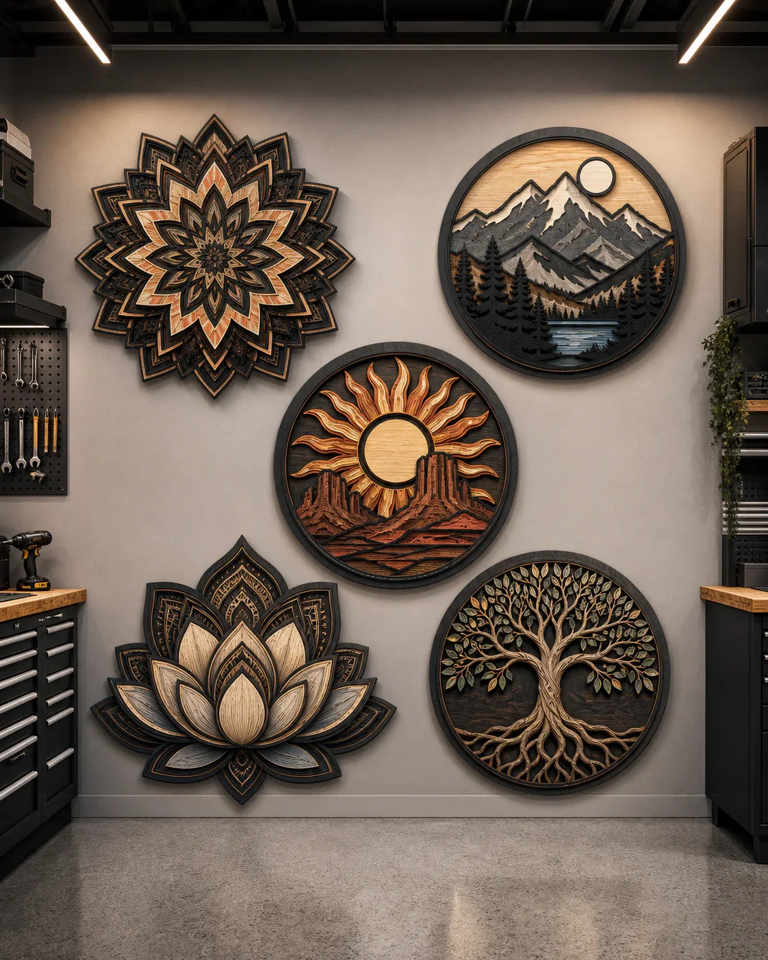 Large layered wood wall art projects